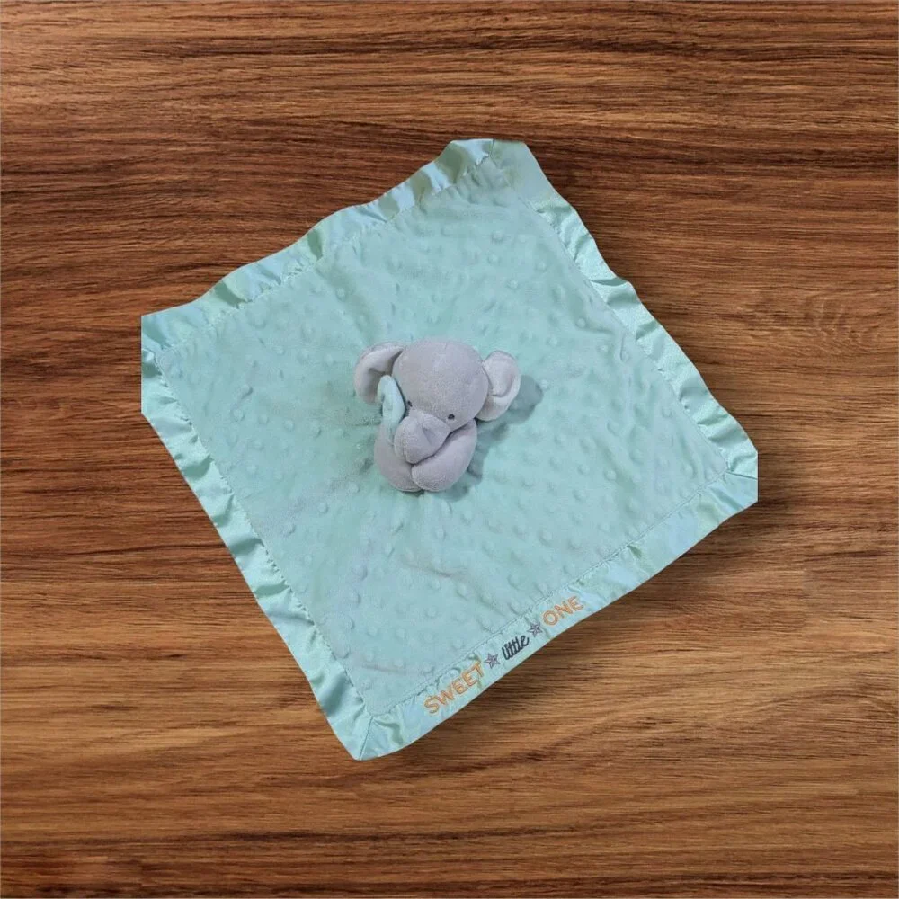 Carter's Lovey Elephant Security Blanket Sweet Little One Satin‎ Trim 14.5